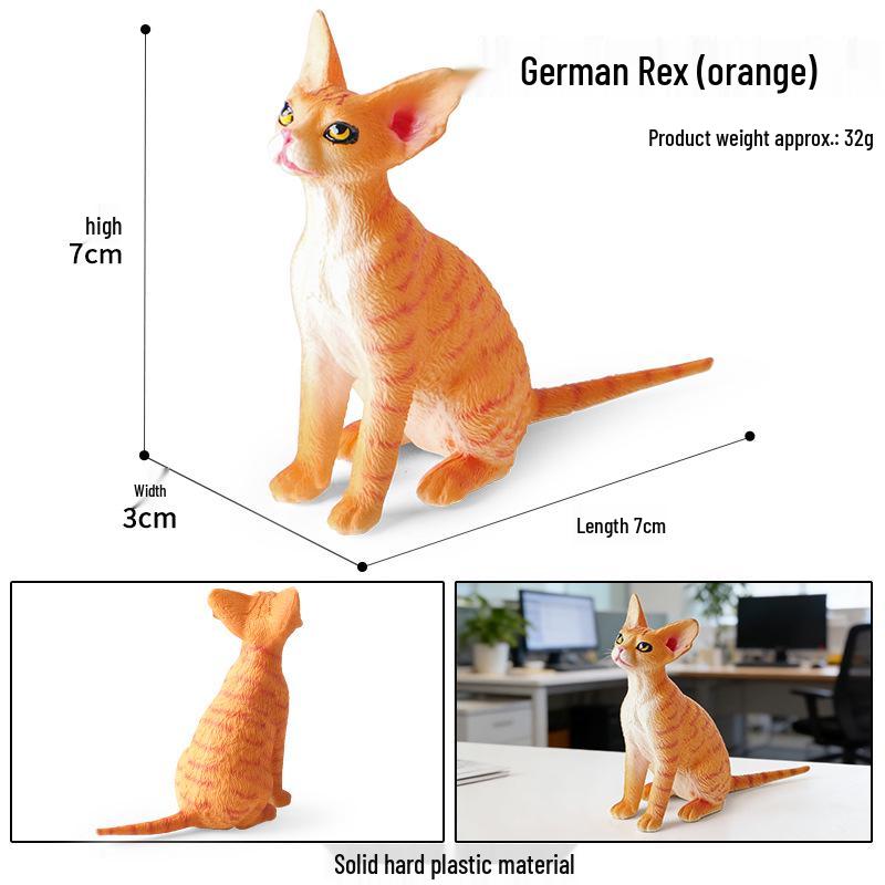 Realistic Plush Cat Models: Orange, Gray, Flower, Siamese & Short-haired Sleeping Pose Desktop Ornaments