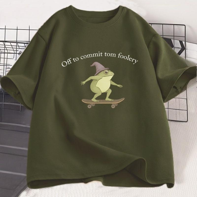 Funny Frog TShirt Silly Weirdcore Graphic Tee Printed Cotton Shortsleeve T Shirt WOMEN Unisex Cool Streetwear Tshirts Clothing