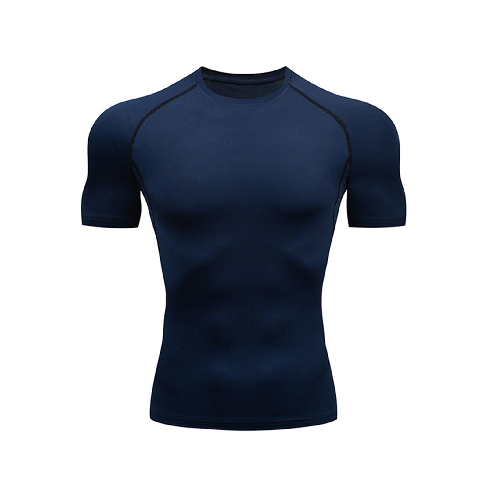 

Мужская спортивная облегающая одежда, спортивные быстросохнущие футболки, мужская дышащая эластичная одежда для фитнеса с короткими рукавами XXL