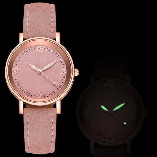 Women Faux Leather Strap Watch Luminous Round Dial Analog Watch Minimalist Ladies Casual Formal Wristwatch Gifts for Her