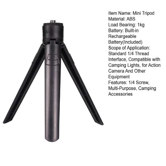 Mini Desktop Tripod 45661 Screw Camping Lamp Bracket USB Rechargeable