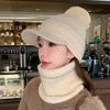 Rabbit Fur Blend Hat Scarf Fleece Warm Duck Tongue Wool Hat Women's Outdoor Wind and Cold Scarf Cover Knitted Hat