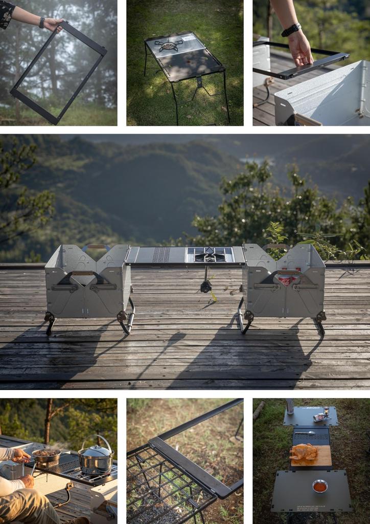 CAMPING MOON Shercon Field Rack Connecting Bridge Table, Bridge Frame, IGT Table, Black, CK-3650