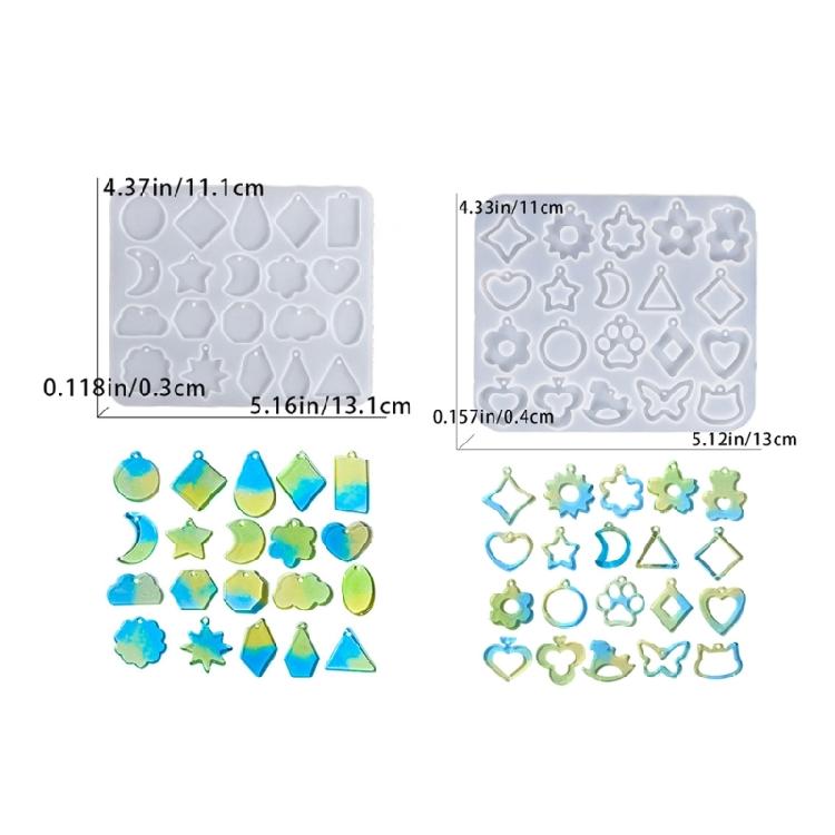 Pack of 2 Resin Earring and Necklace Molds Flower Shape Silicone Accessories Moulds Jewelry Part Moulds for Pendants