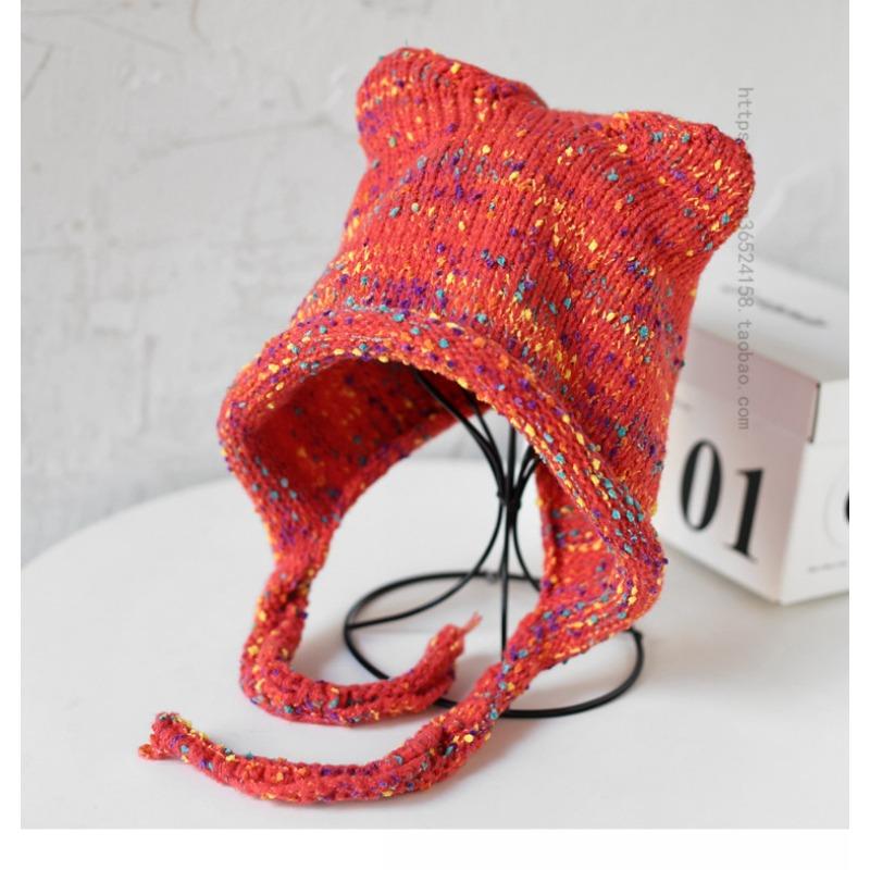 Korean Style Crochet Knit Hat Women Winter Ear Flap Warm Hat