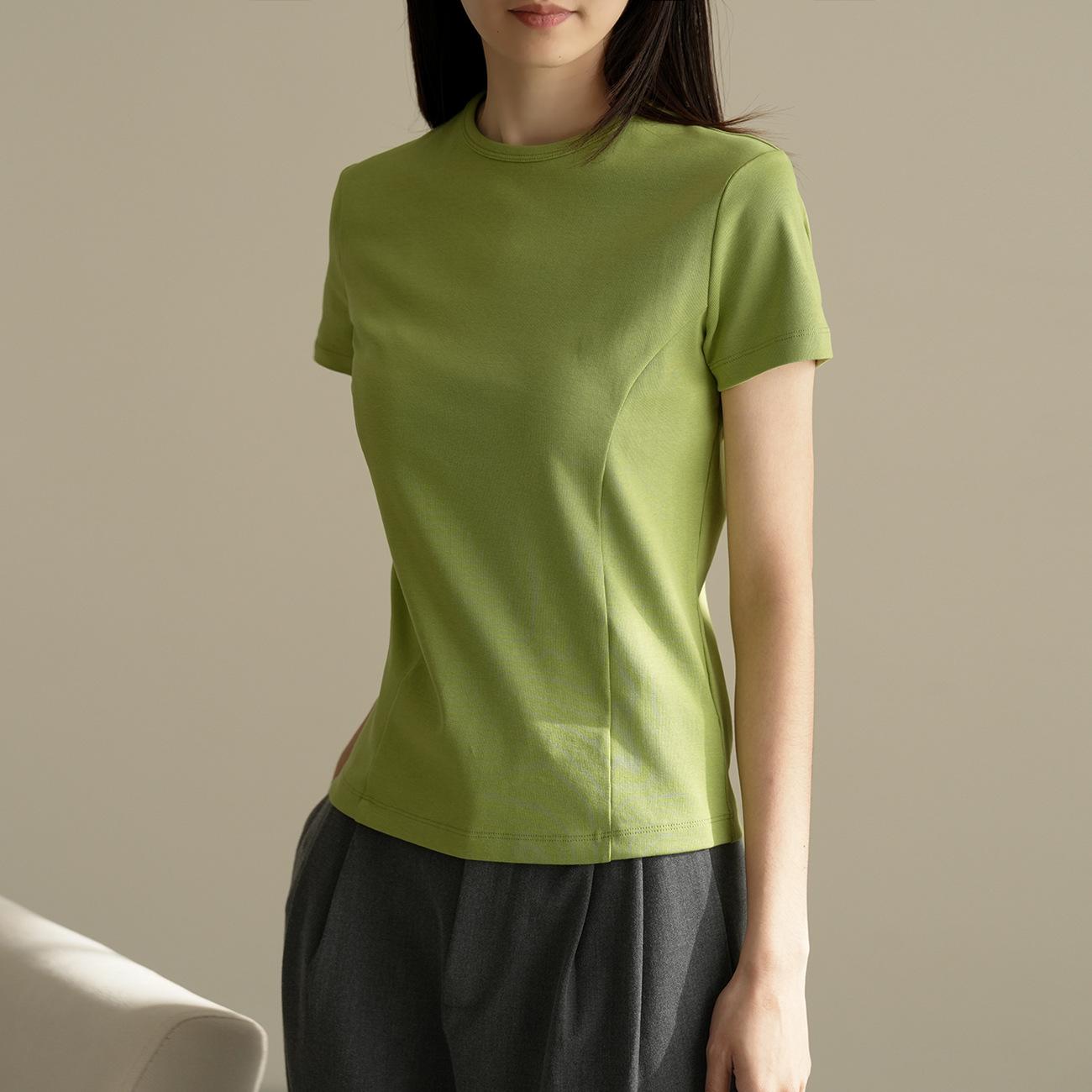 

Летняя женская тонкая футболка премиум-класса из хлопка с коротким рукавом XL светло-зеленый