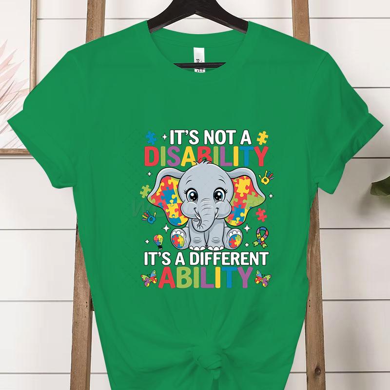 Its A Different Ability Autism Teacher Shirt Autism Awareness Cartoon Design Woman Tshirts Special Education Gift Classic Tops