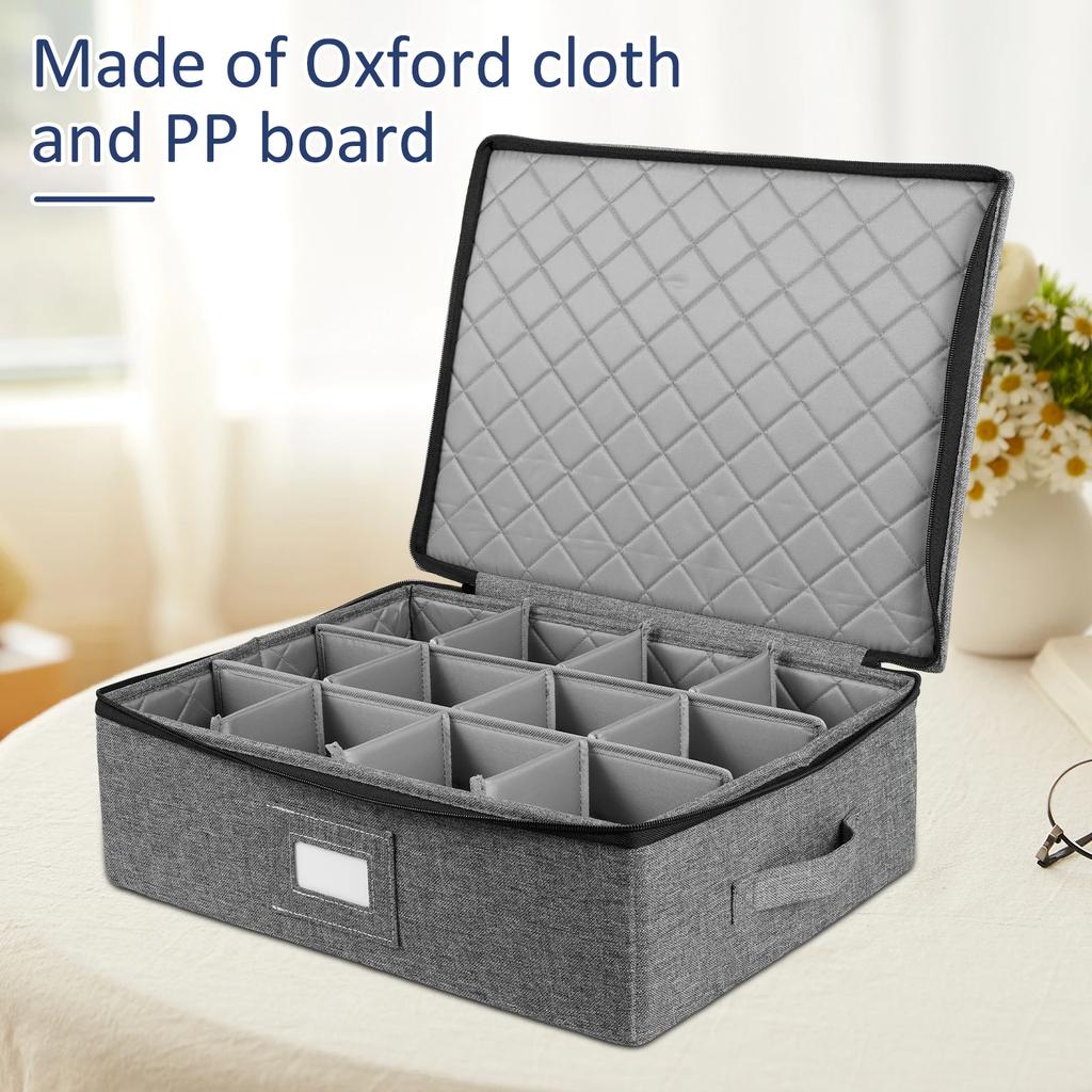 Oxford cloth Stackable Mug Storage Box with zipper for 12pcs Cups Organizer box for Kitchen Cabinets Space-Saving Cup Holder