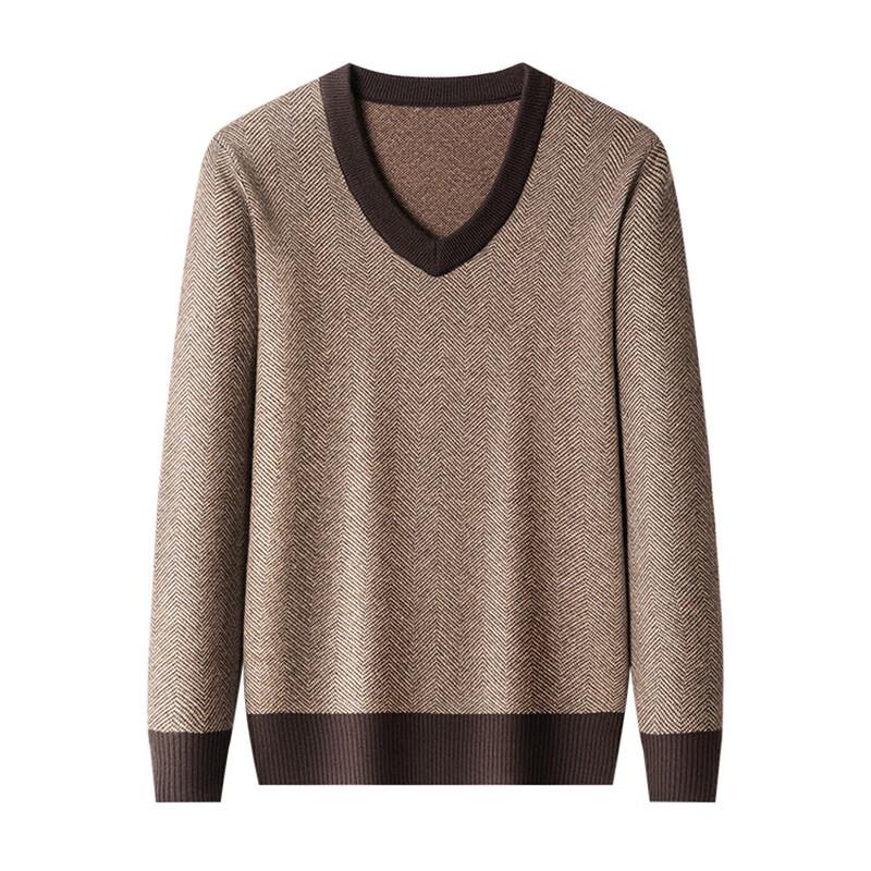 Hengyuanxiang Men's V-Neck Knit Sweater