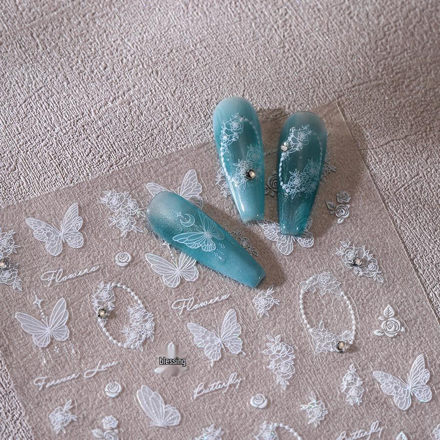 Minimalist Ice-Transparent Butterfly Nail Stickers TL-301