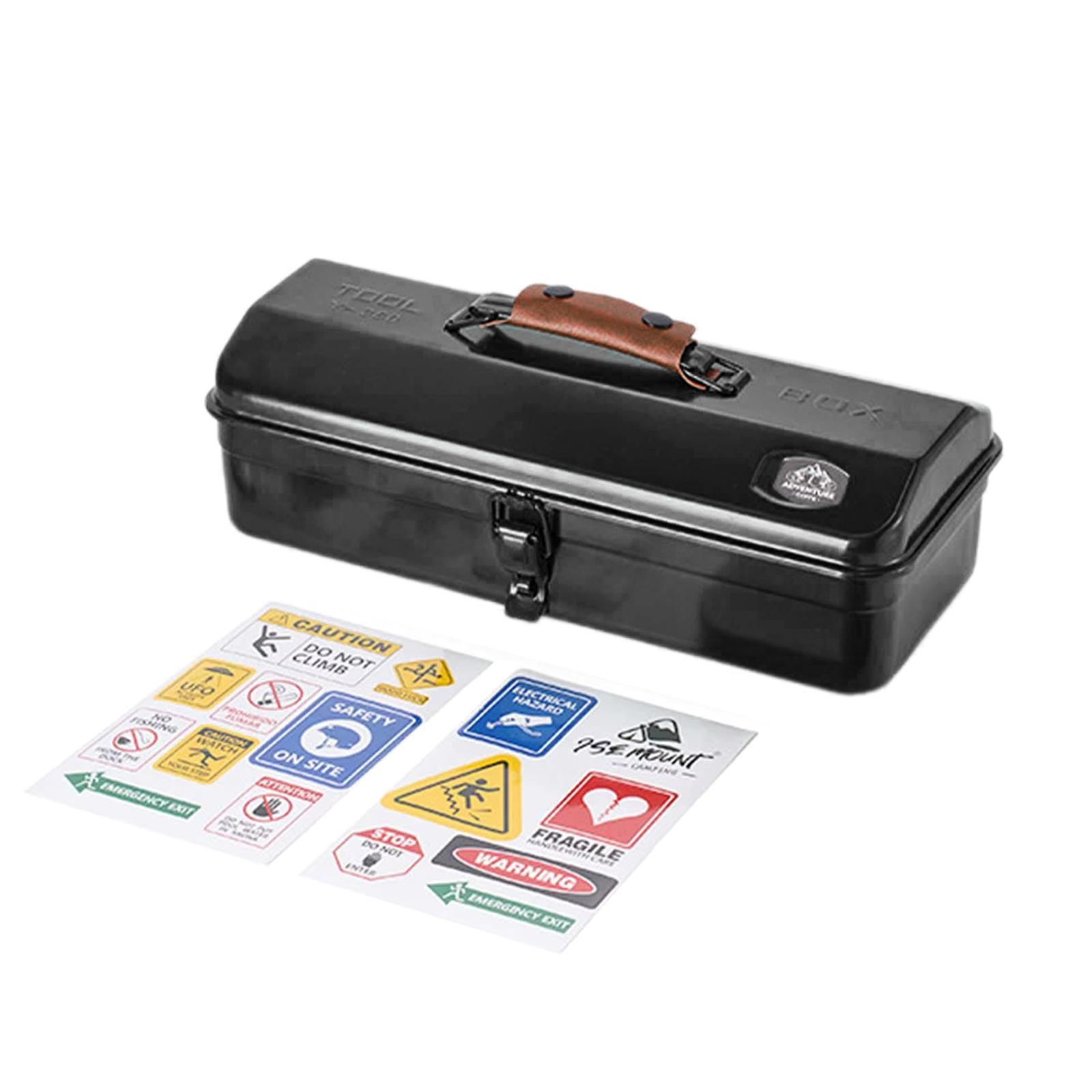 

Металлический ящик для инструментов с наклейкой, небольшой ящик для инструментов, портативный, ручной, металлический ящик для хранения, металлический ящик для инструментов на крыше для улицы чёрный