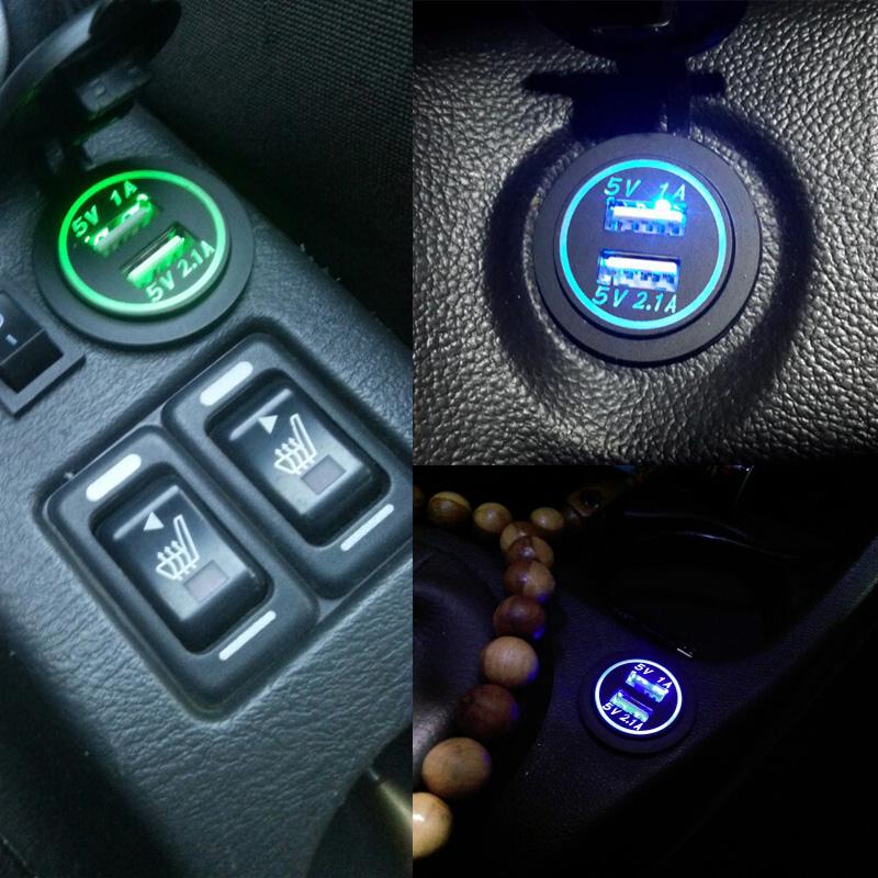 5V 3.1A 12V Dual USB Car Charger with Waterproof Cover Power Adapter Socket Outlet for Vehicle Boat Truck Motorcycle Blue/White Adapters 2