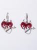 Gothic Personality Silver Color Stainless Steel Red Drip Glaze Heart-shaped Flame Arrow Tail Dangle Earrings for Women Jewelry