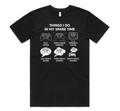 Dingen die ik in mijn vrije tijd doe Gamer T-shirt Grappig Gamen Spel Computer Cadeau Kerst