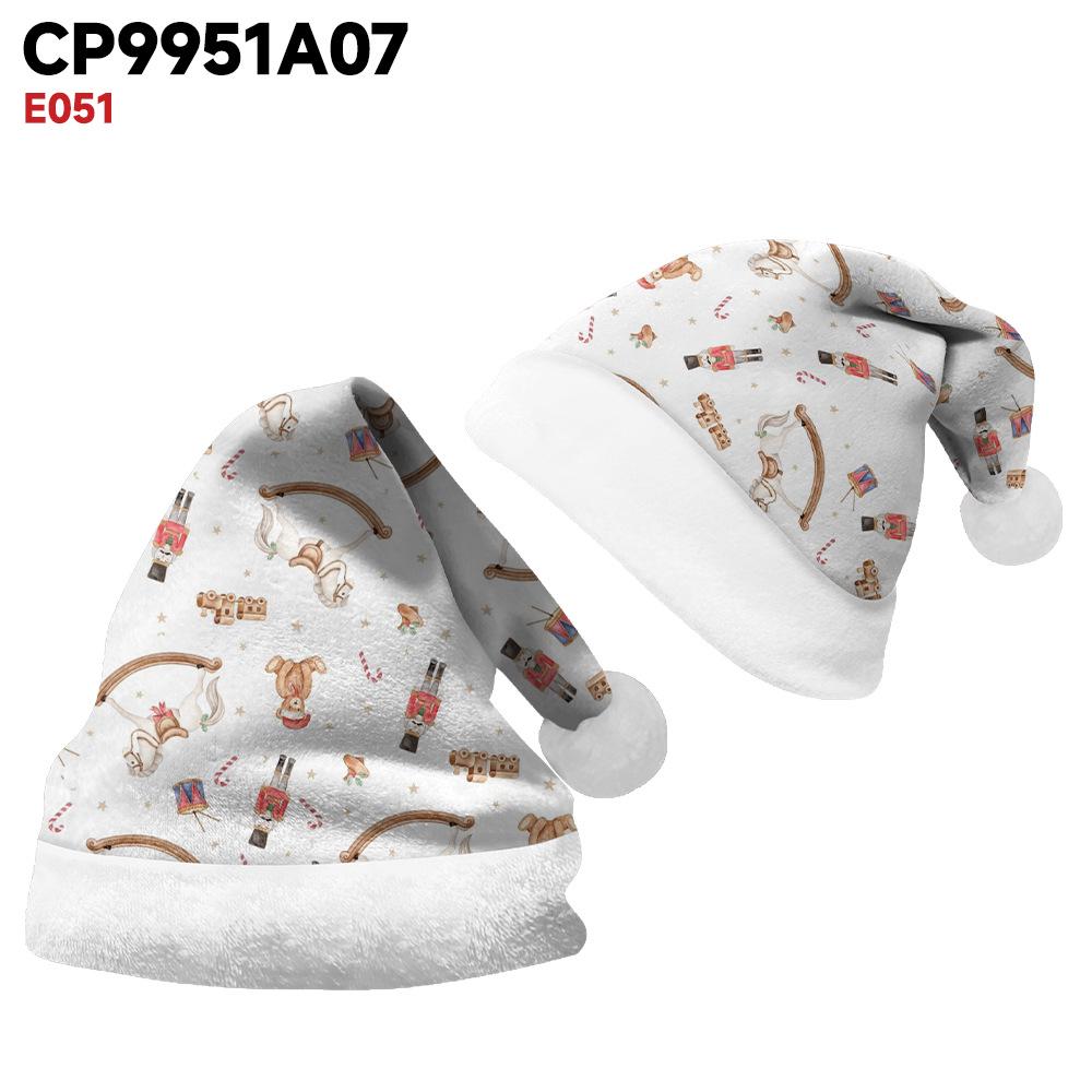 

2024 Santa Hat: Double-Sided Plush with Velvet Print for Adults & Children Medium (40-30cm)