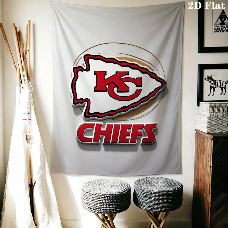 Kansas City Chiefs Wall Tapestry Aesthetic Wall Hanging Printed Fabric Blanket Decorative Tapestries for Bedroom Living Room Home Decor