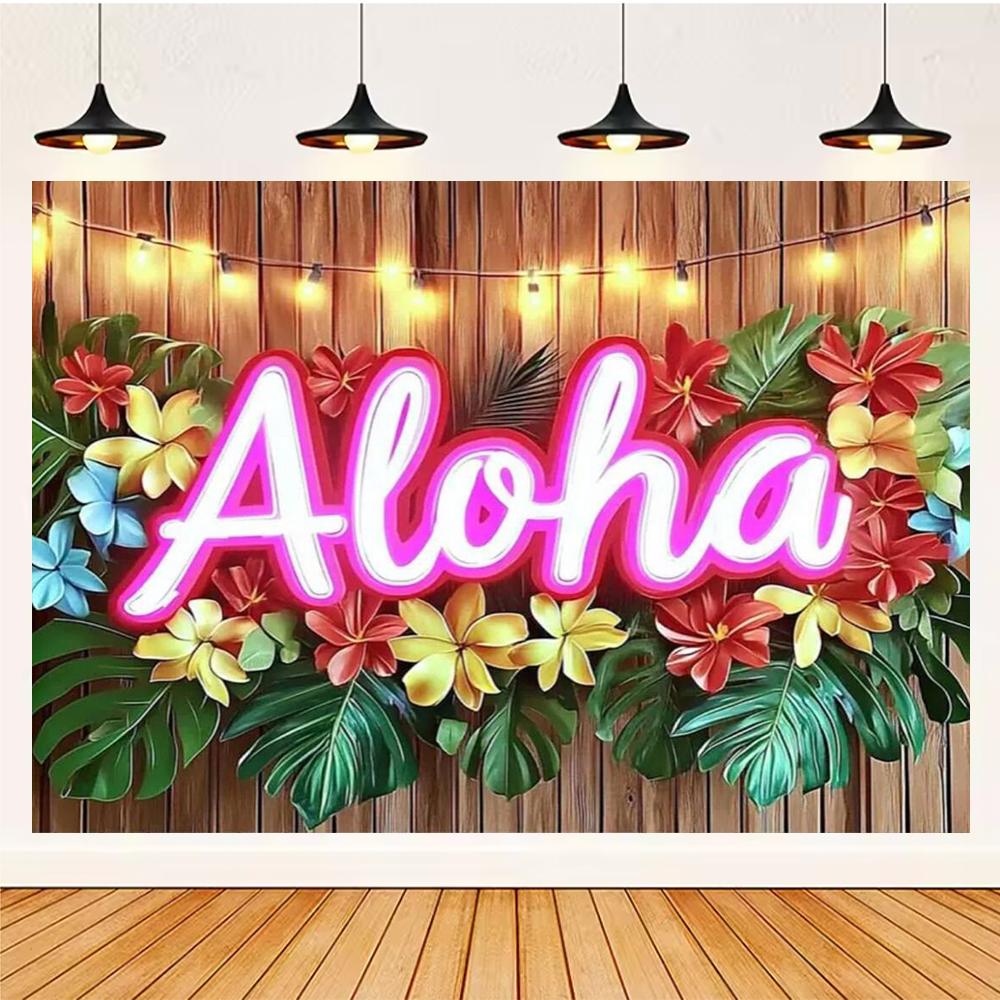 Summer Hawaii Party Supplies Background Banner Decoration Aloha Coconut Tree Surfboard Baby Shower Backdrop Photography Props