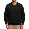 Men's V-Neck Long Sleeve T-Shirt Color Casual Top with Ribbed Cuffs