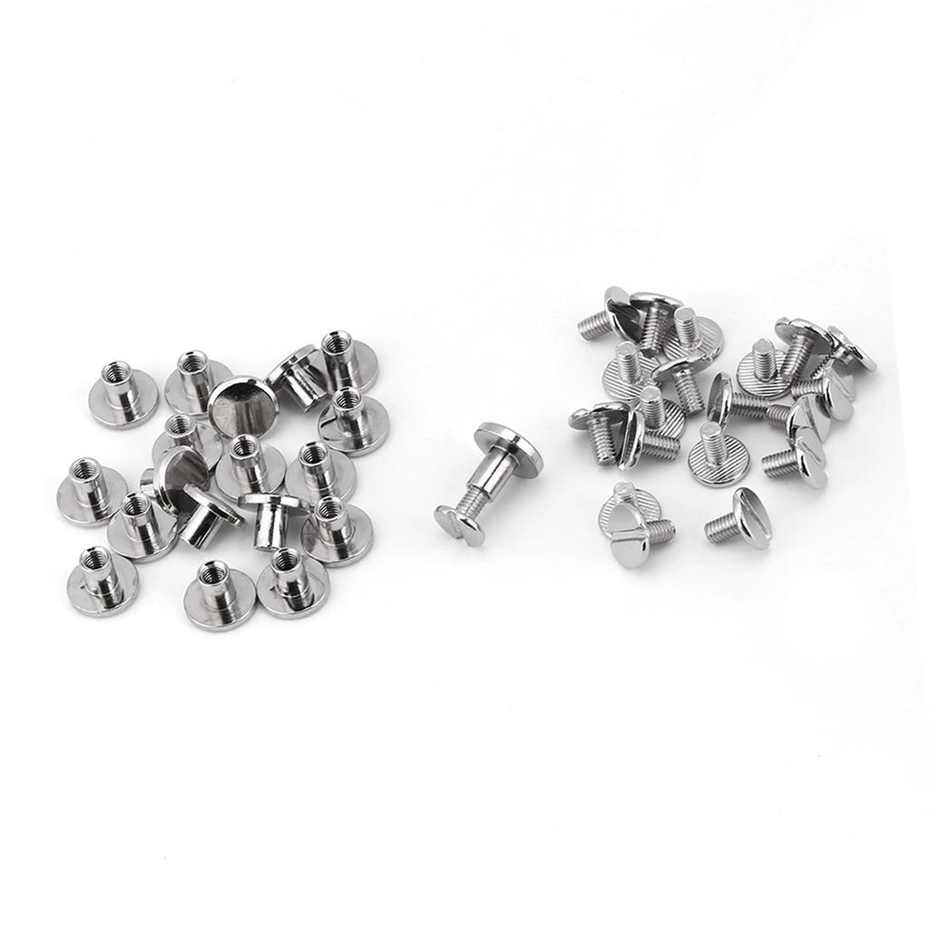 20Pcs Set Durable Brass Threaded Flat Head Nut Nail Rivets Screws Leather Craft Repair Supplies