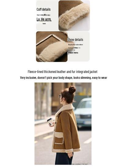 Women's 2025 Autumn/Winter Shearling Double-Sided Plush Fur Coat: Thick Deer Suede Cotton-Padded Jacket.