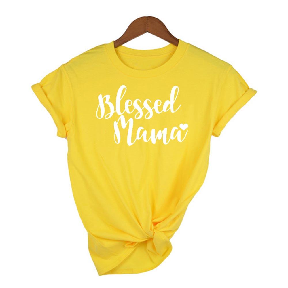 Blessed Mama Letters Print Short Sleeve Women Tshirt Casual Funny T Shirt Yong Lady Mom Life