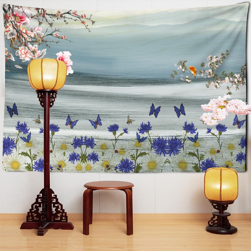Chinese Ancient Style Story Mural Tapestry Wall Hanging Landscape Flower And Bird Painting Bohemian Style Home Decor