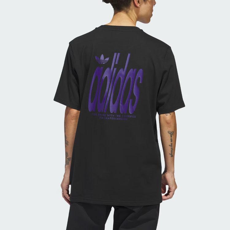 adidas 4.0 Stretch Logo Short-Sleeve Tee Black/Collegiate Purple Men Streetwear IS2662