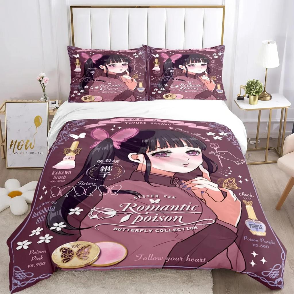 Comforter Top 3D Anime Demon Slayer Print Bedding Set Nezuko Queen Double Single King Size For Kids Adults Gift