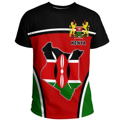 Keňa mapa Flag Tričko s 3D potiskem pro muže Oblečení Státní znak Grafický Trička Afrika Country Tričko Chlapecký dres Mužské tričko