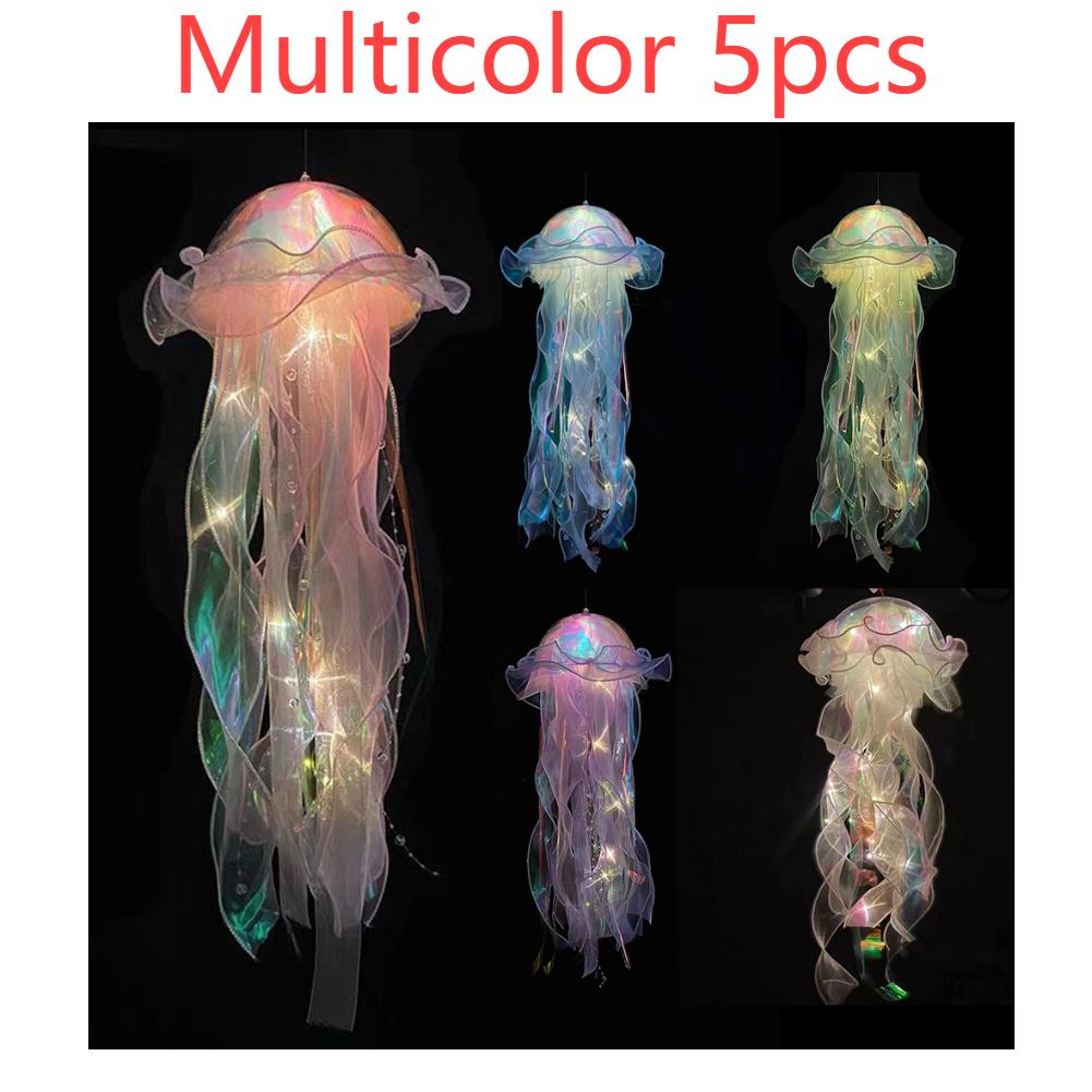 Gradient Jellyfish LED Night Light Handmade Pendant Lamp Colorful Hanging Light for Indoor Outdoor Garden Festival Decoration