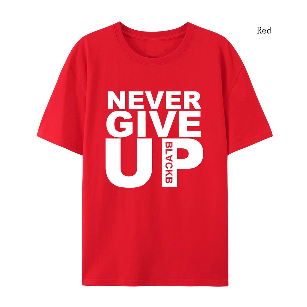 Autumn Winter Men T-shirt Tracksuit Never Give Up 100% Cotton Printed Round Neck High-quality Casual Fitness Street T-shirt