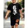 Lustiges Kinder T-Shirt und Shorts 2-teiliges Set mit aufgedruckter Zahl 67 Sommer Haus Draußen Lässiges Outfit für Jungen und Mädchen Sport Set