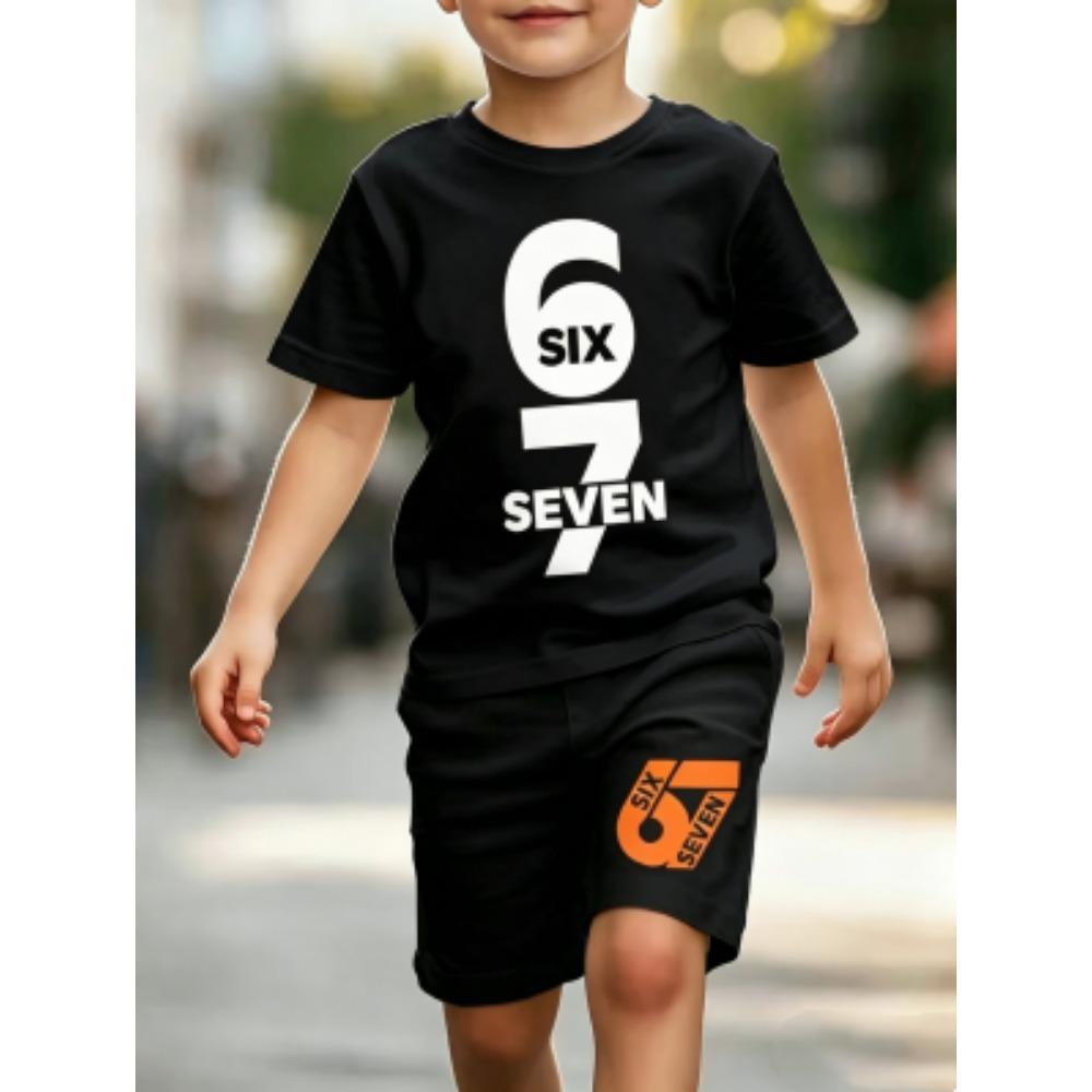 

Funny 67 Number Printed Men s T-shirt and Shorts 2 Piece Set Summer Home Outdoor Casual Outfit for Men s and Women s T-shirt Sports Set XXS