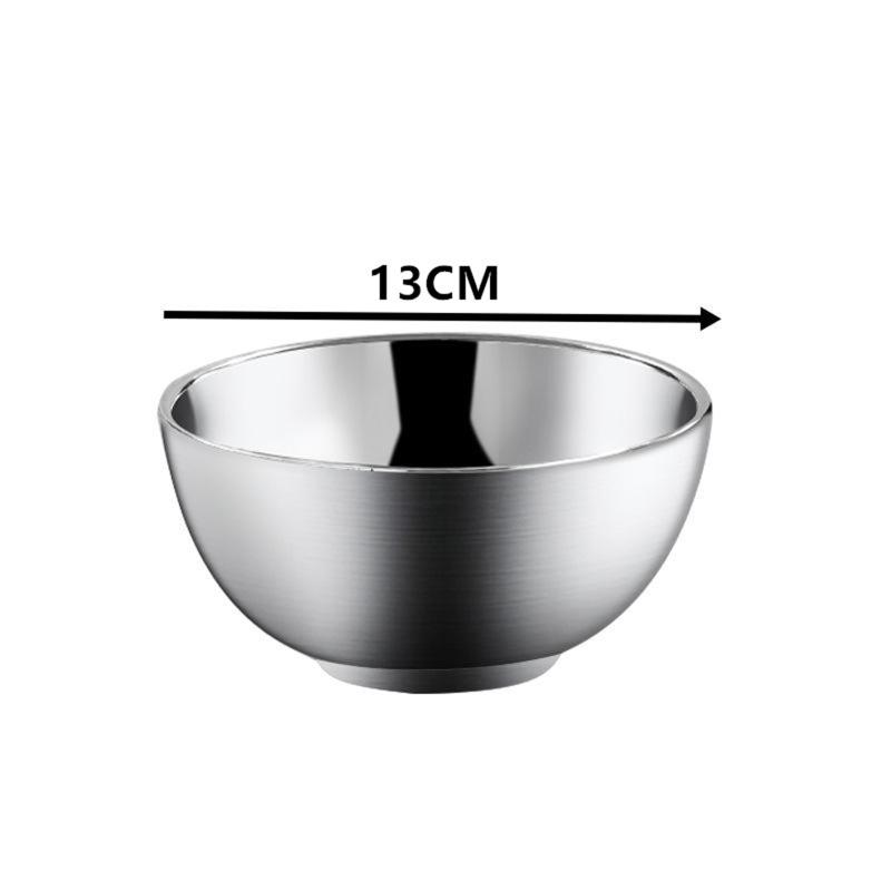 New Stainless Steel Threaded Rice Bowl Dough Round Soup Double Layer Insulated Ramen Bowls Home Tableware Kitchen Accessories
