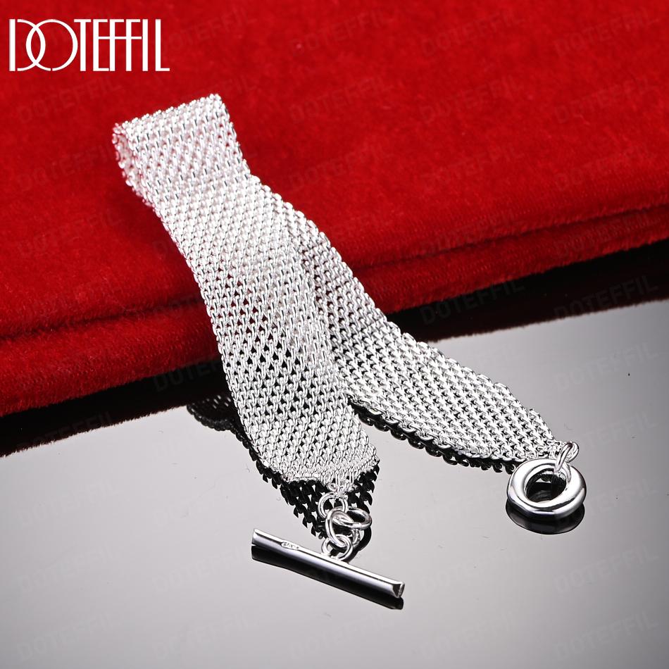 925 Sterling Silver Braided Bracelet Gift Fashion Wedding Jewelry