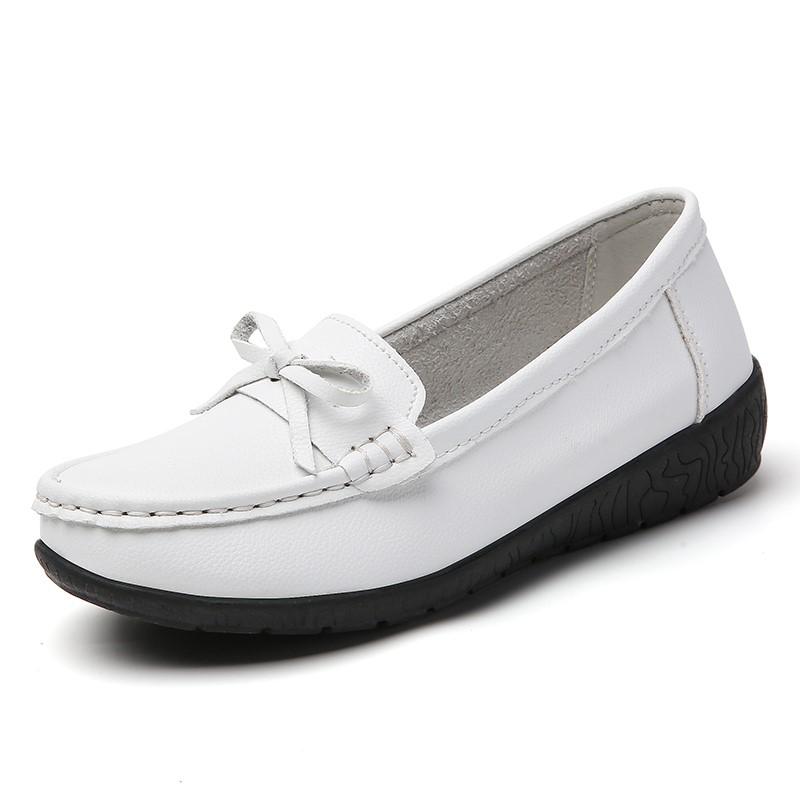 Keilabsatz Mode Damen Ballerinas Echtes Leder Weiche Schuhe Damen Slipper Damen Freizeitschuhe Mokassins Tenis Tenis Feminino Übergröße