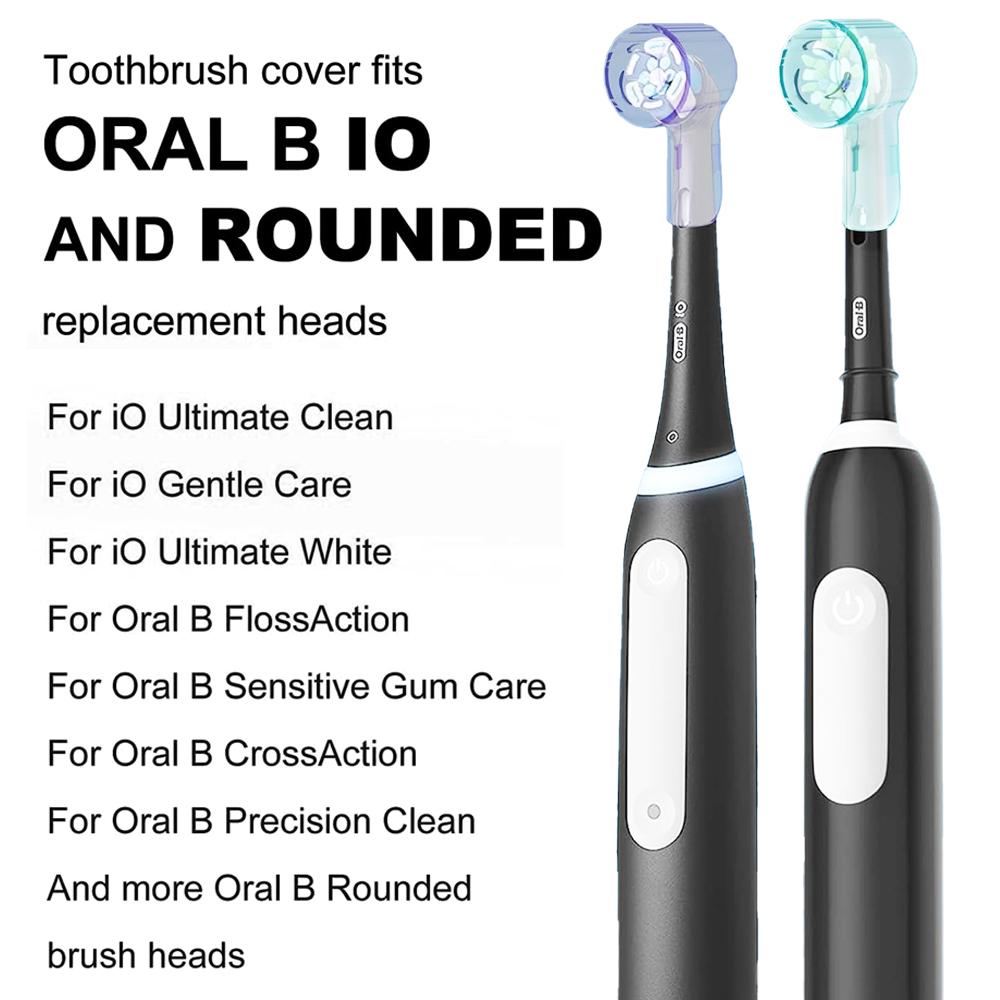 4 Pcs Compatible with Oral B iO Electric Toothbrush Heads Dustproof Covers, Protective Cover Cap for All Round Toothbrush Heads