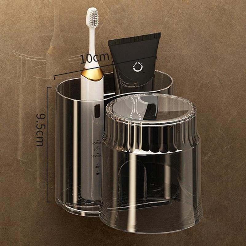 Toothbrush Holder With Mouthwash Cup, Wall Mounted Toothbrush Rack, Bathroom Organizer, Multifunctional Toothpaste Toothbrush