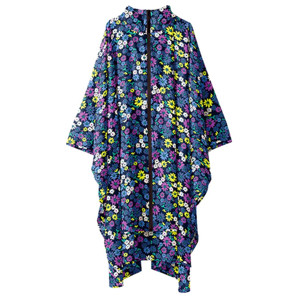 KiU Heavy Rain Poncho for and with Storage and Bohemian Cycling, Water-Repellent Waterproof, Bag, Men's Women's, Blue, K64-137