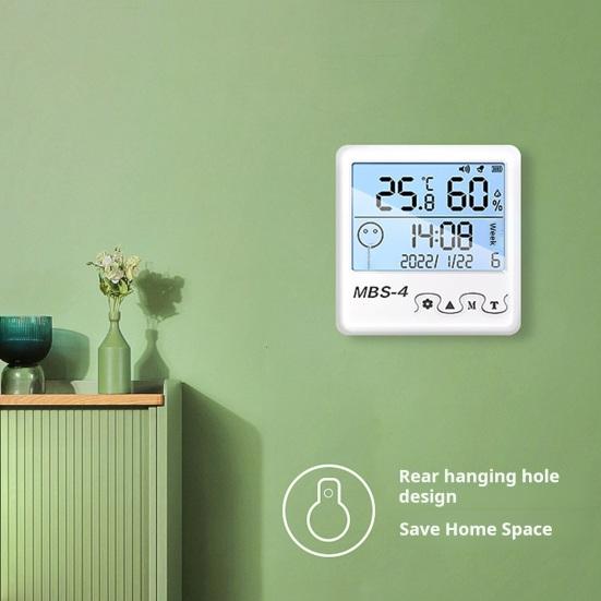 Elektronisk Termometer Hygrometer LCD-skjerm Innendørs Utendørs Digital Fuktighetsmåler Temperaturmåler Måler Multifunksjonell Kalender Vekkeklokke