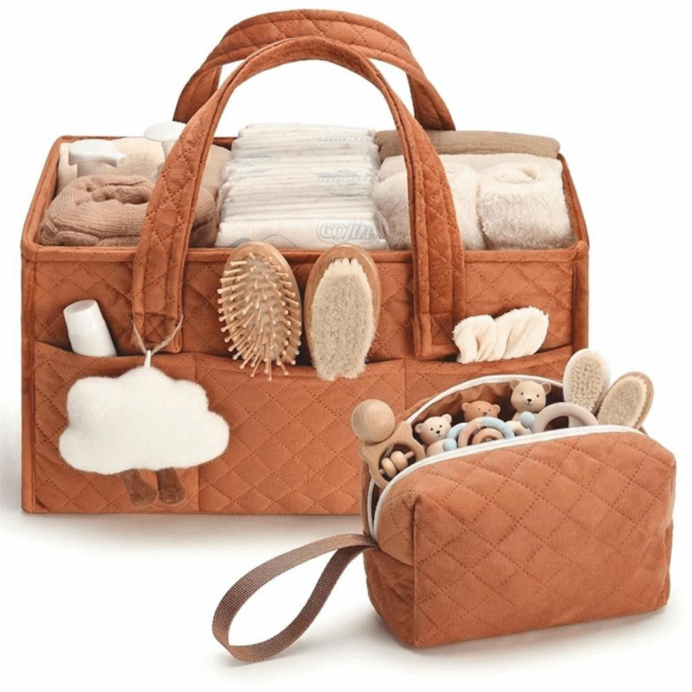 Large Capacity Baby Diaper Organizer Portable with Pouch Nursery Storage Basket Newborn Essentials Baby Diaper Storage Bag