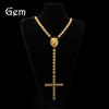 Europeisk och amerikansk trend klassiska hiphop-smycken rund rad kors legering halsband nischdesign överdriven herrhalsband