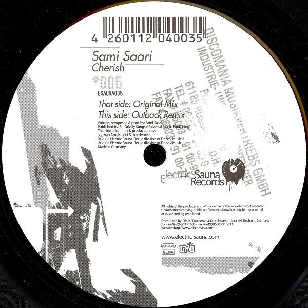 

12inch Record SAMI SAARI - Cherish ESAUNA006 Electric Sauna 2006 Germany Dance & Electronica Used