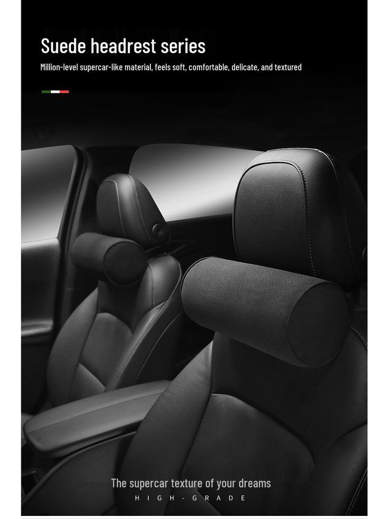 Uniwersalna Para Poduszek z Zamszu na Szyję i Podparcie Lędźwiowe do Fotela Samochodowego