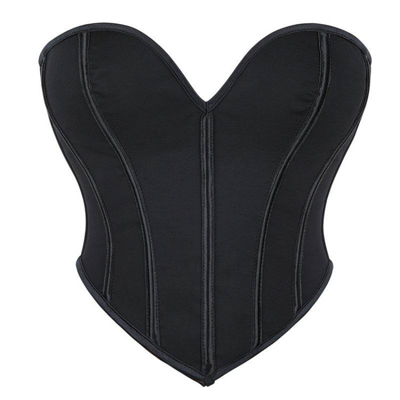 Women S Black Matte Strapless Sexy Fitted Corset Top