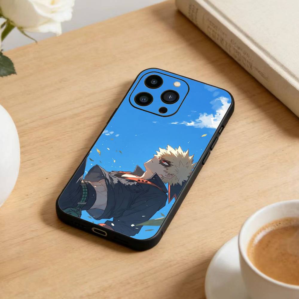Katsuki Bakugo Hero Academia Handyhülle Für iPhone17,16,15,14,13,12 Plus,Max Weiches Silikon Schwarze Hülle