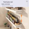 White Wall-Mounted Kitchen Rack: No-Drill Seasoning, Knife, and Chopsticks Organizer