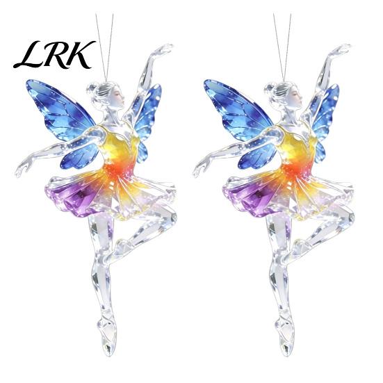 Fence Branch Decorations 2Pcs Glitter Ballet Girl Keychain, 2D Acrylic Hanging Pendant for Bag Backpack, Sparkling Personalized Gift Ideas Dancer Car