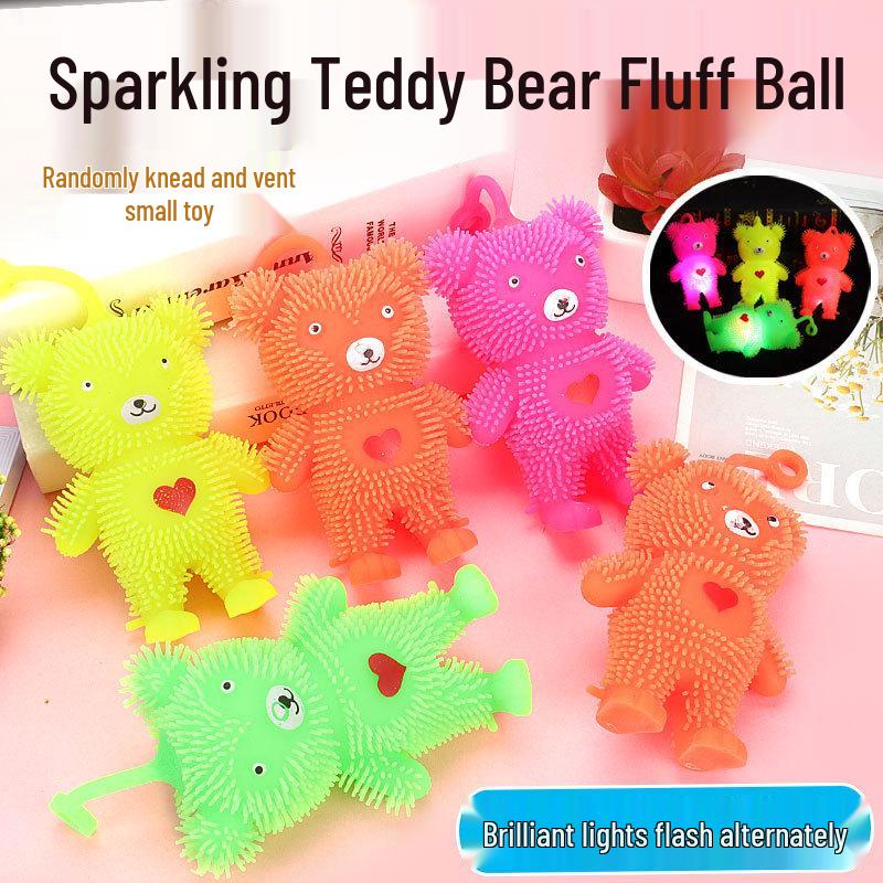 

Luminous Glitter Heart Teddy Bear Stress Relief Toy - 60g Other Luminous Toys