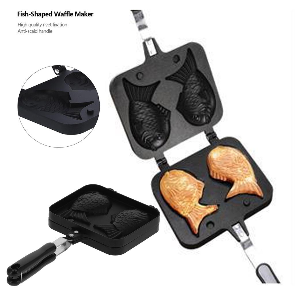 Taiyaki FishShaped Waffle Cake Maker Pan NonStick Double Pan Mold for Kitchen Use